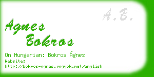 agnes bokros business card